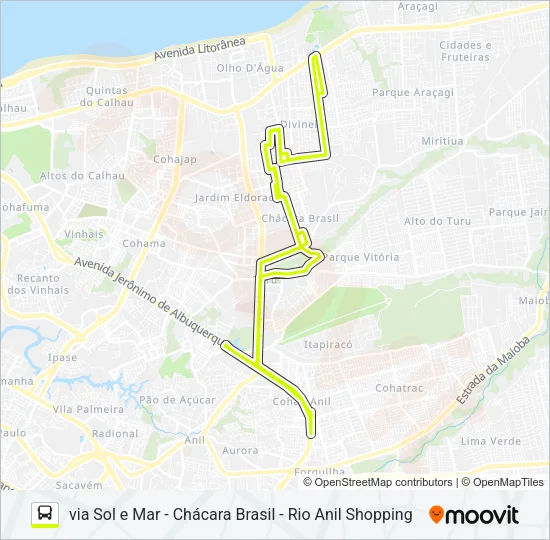 A886 HABITACIONAL TURU / TERMINAL COHAB Bus Line Map