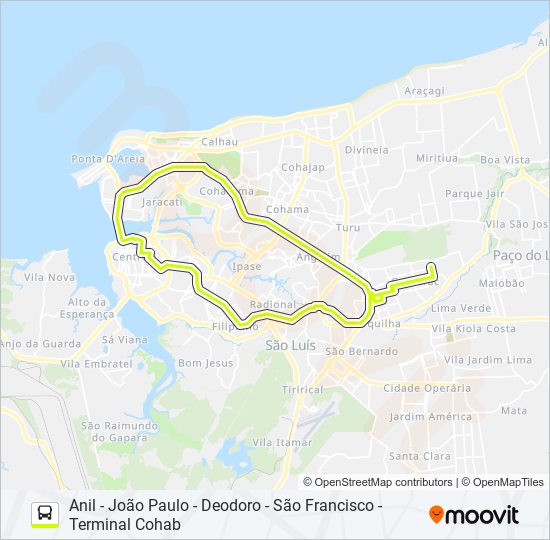 Mapa da linha C088 CIRCULAR 2 / COHATRAC / JOÃO PAULO de ônibus