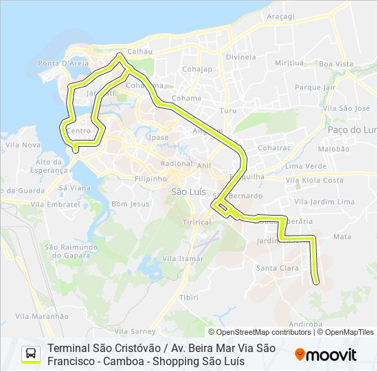 Mapa da linha T042 CIDADE OLÍMPICA 02 / SÃO FRANCISCO de ônibus