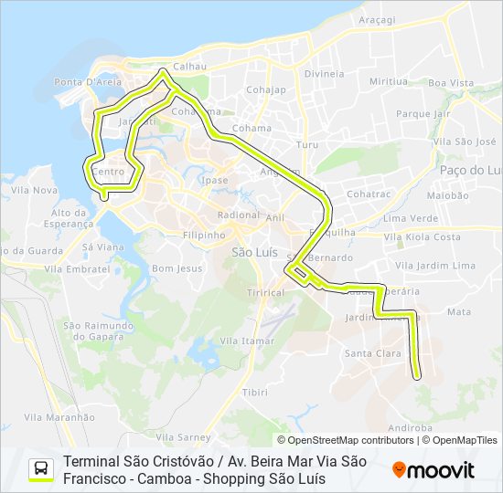 Mapa da linha T077 CIDADE OLÍMPICA 01 / SÃO FRANCISCO de ônibus
