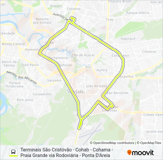 T051 COHAMA / SÃO CRISTÓVÃO / HOLANDESES Bus Line Map