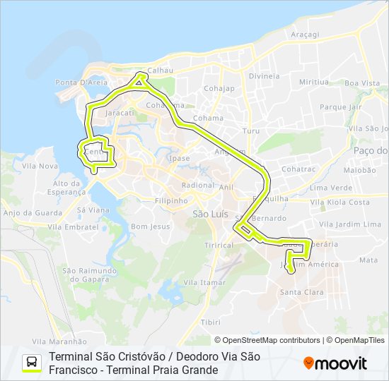 Mapa de T072 CIDADE OPERÁRIA 205 / SÃO FRANCISCO de autobús