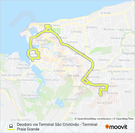 T072 CIDADE OPERÁRIA 205 / SÃO FRANCISCO Bus Line Map