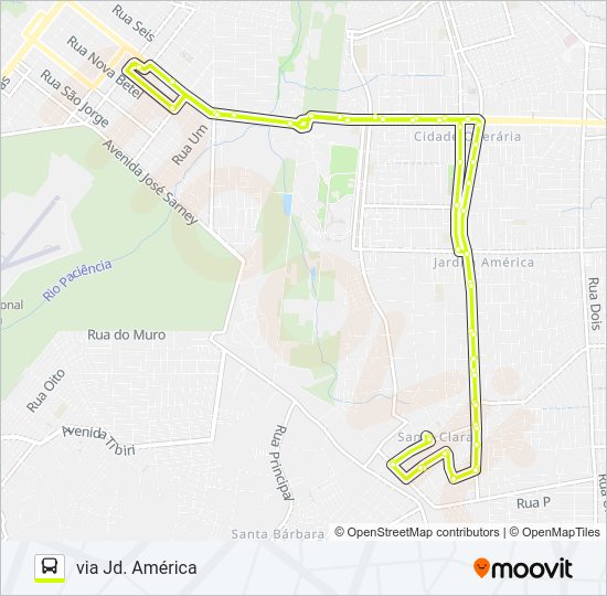 Mapa da linha A684 SANTA CLARA / TERMINAL SÃO CRISTÓVÃO de ônibus