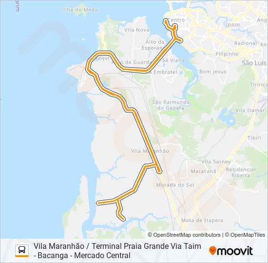 Mapa da linha T015 PORTO GRANDE / TERMINAL PRAIA GRANDE de ônibus