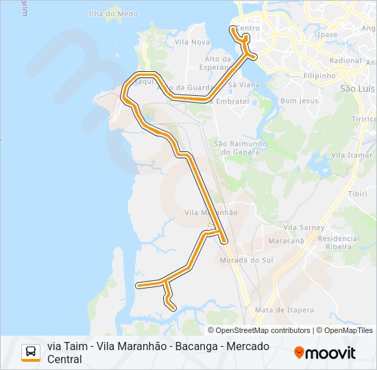 Mapa da linha T015 PORTO GRANDE / TERMINAL PRAIA GRANDE de ônibus