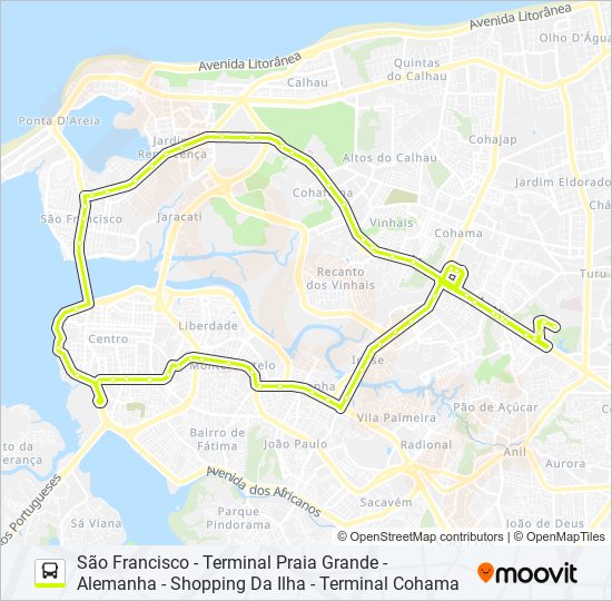 Mapa da linha T551 ALTO ANGELIM / SÃO FRANCISCO / IPASE de ônibus