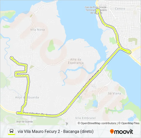 A316 VILA SÃO LUÍS / TERMINAL PRAIA GRANDE Bus Line Map