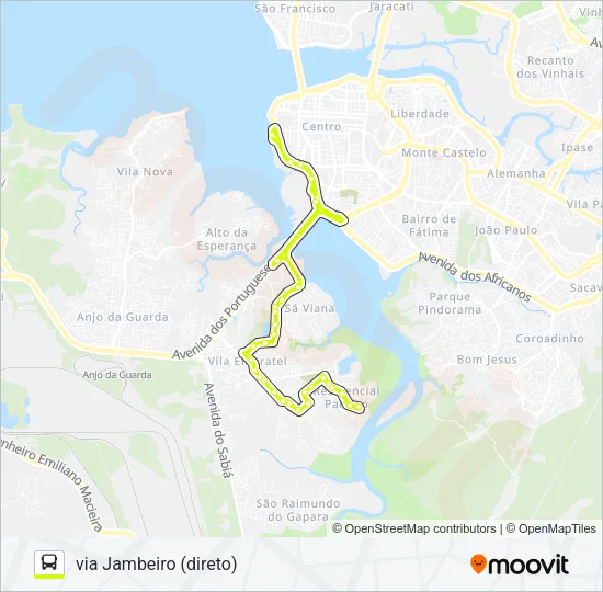 A328 RESIDENCIAL PARAÍSO / DIRETO TERMINAL Bus Line Map