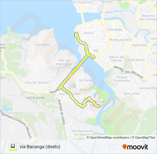 Mapa da linha A328 RESIDENCIAL PARAÍSO / DIRETO TERMINAL de ônibus