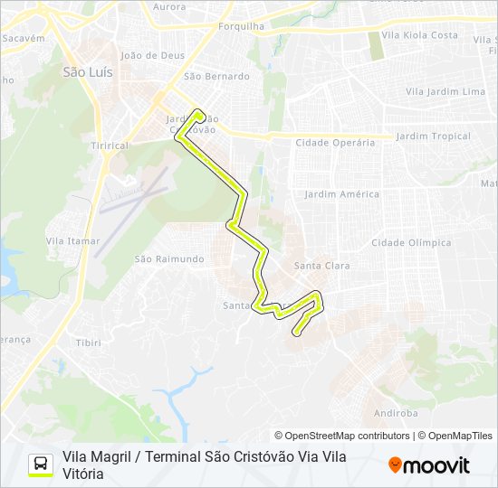 Mapa da linha A682 VILA VITÓRIA / TERMINAL SÃO CRISTÓVÃO de ônibus