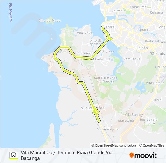 T016 VILA MARANHÃO / TERMINAL PRAIA GRANDE bus Line Map