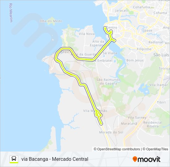 Mapa da linha T016 VILA MARANHÃO / TERMINAL PRAIA GRANDE de ônibus