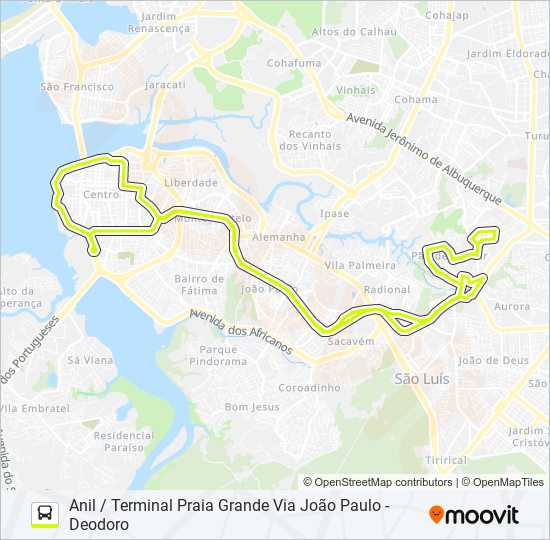 T504 PÃO DE AÇÚCAR / TERMINAL PRAIA GRANDE bus Line Map
