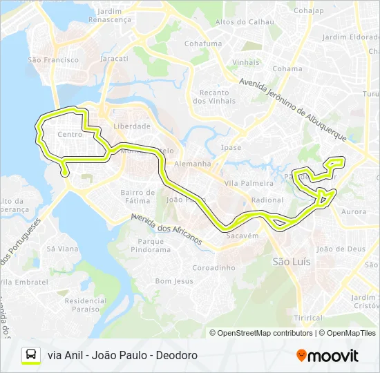 T504 PÃO DE AÇÚCAR / TERMINAL PRAIA GRANDE Bus Line Map