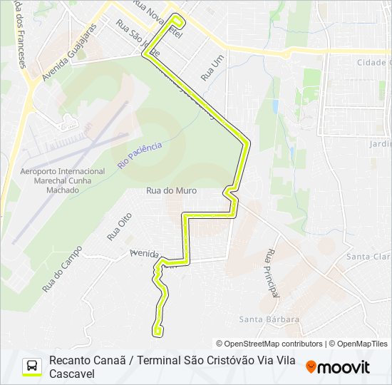 Mapa da linha A663 VILA CASCAVEL / TERMINAL SÃO CRISTÓVÃO de ônibus