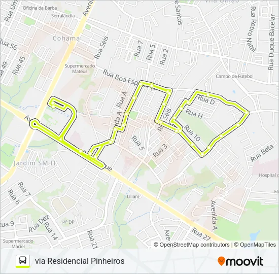 A552 RESIDENCIAL PRIMAVERA / TERMINAL COHAMA Bus Line Map