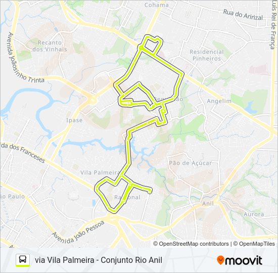 Mapa da linha A556 SANTA CRUZ / BEQUIMÃO / TERMINAL COHAMA de ônibus