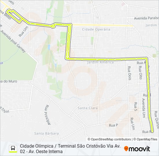 A666 CIDADE OLÍMPICA / TERMINAL SÃO CRISTÓVÃO bus Line Map