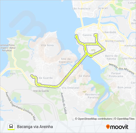 Mapa da linha T304 FUMACÊ / TERMINAL PRAIA GRANDE / DEODORO de ônibus