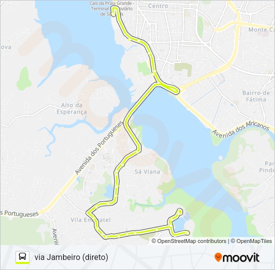 Mapa da linha A327 RESIDENCIAL PIANCÓ / TERMINAL PRAIA GRANDE de ônibus