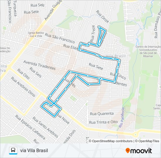 Mapa da linha A667 PARQUE DOS SABIÁS / TERMINAL SÃO CRISTÓVÃO de ônibus