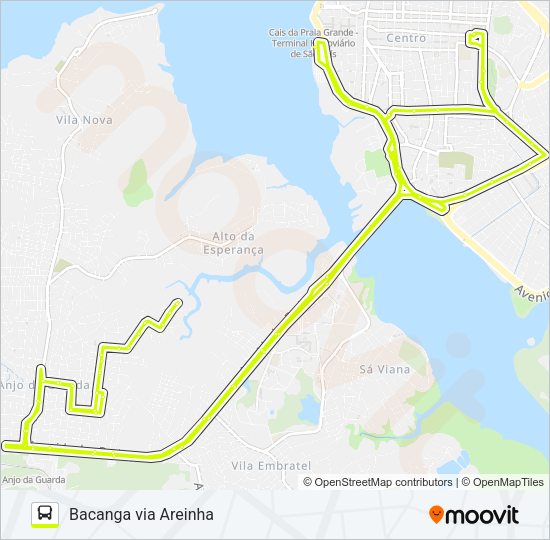 Mapa da linha T310 GANCHARIA / TERMINAL PRAIA GRANDE / DEODORO de ônibus