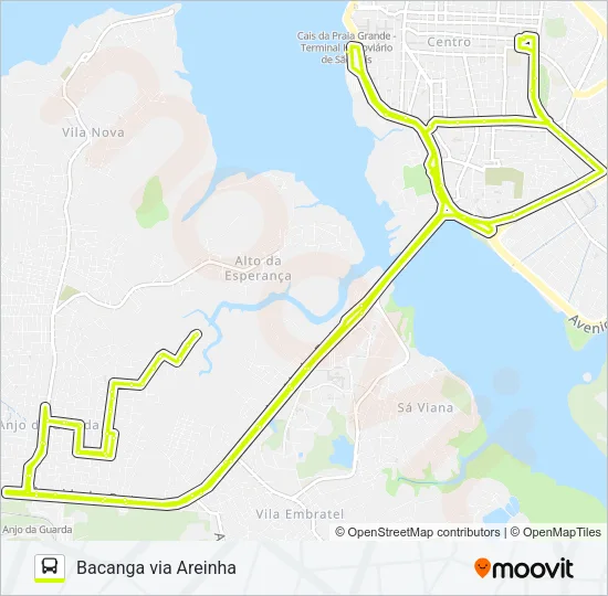 T310 GANCHARIA / TERMINAL PRAIA GRANDE / DEODORO Bus Line Map
