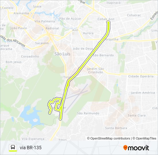 Mapa da linha A673 RECANTO VERDE / VILA ITAMAR / TERMINAL COHAB de ônibus