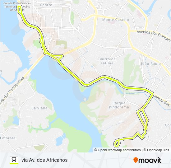 Mapa da linha A615 PRIMAVERA / BOM JESUS / TERMINAL PRAIA GRANDE de ônibus