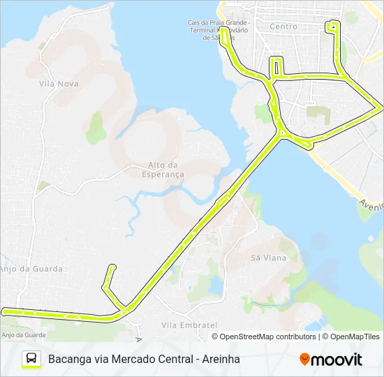 T309 VILA ISABEL / TERMINAL PRAIA GRANDE / DEODORO Bus Line Map