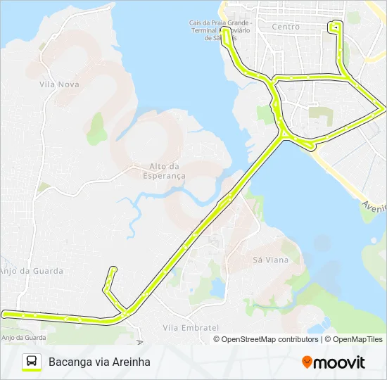 T309 VILA ISABEL / TERMINAL PRAIA GRANDE / DEODORO Bus Line Map