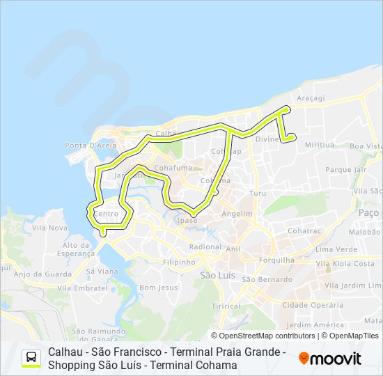 Mapa de T430 RAPIDÃO - VILA LUIZÃO / TERMINAL PRAIA GRANDE de autobús