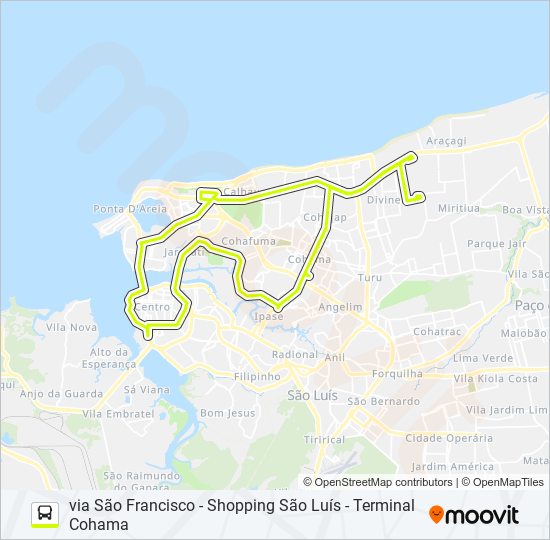 Mapa da linha T430 RAPIDÃO - VILA LUIZÃO / TERMINAL PRAIA GRANDE de ônibus