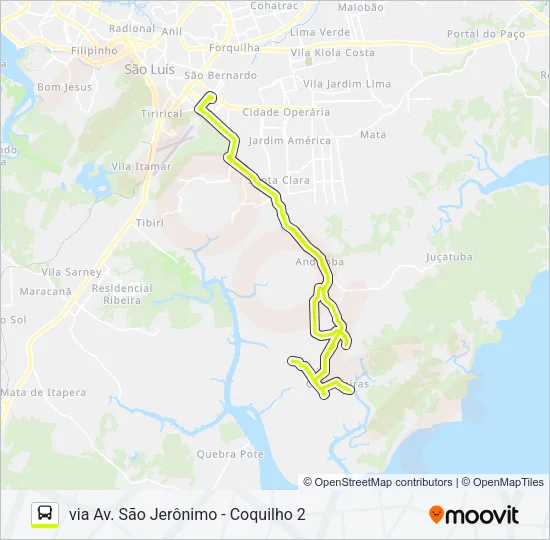A677 MATO GROSSO / TAJIPURU / TERMINAL SÃO CRISTÓVÃO Bus Line Map