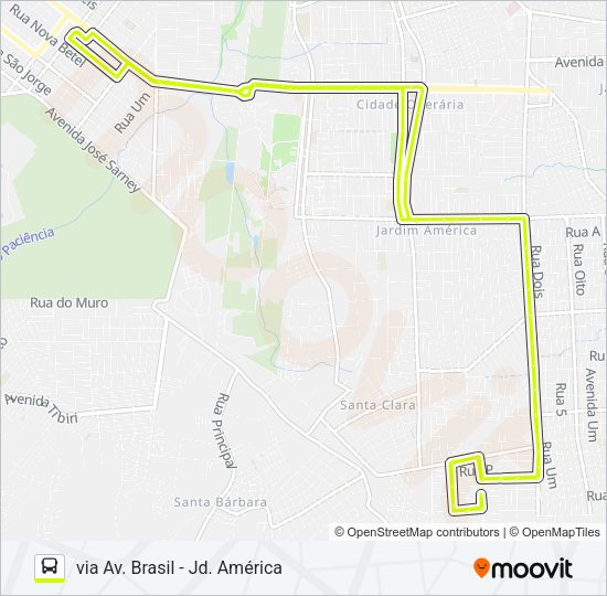 Mapa da linha A688 RESIDENCIAL TIRADENTES / TERMINAL SÃO CRISTÓVÃO de ônibus