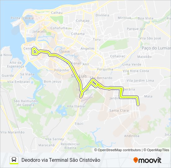 Mapa da linha T075 JOSÉ REINALDO TAVARES / JD. AMÉRICA / RODOVIÁRIA de ônibus