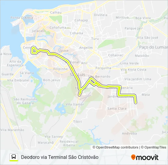 T075 JOSÉ REINALDO TAVARES / JD. AMÉRICA / RODOVIÁRIA Bus Line Map
