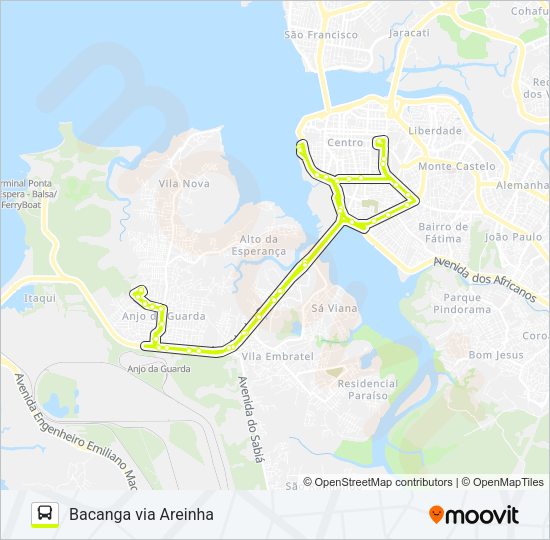 Mapa da linha T303 ANJO DA GUARDA / TERMINAL PRAIA GRANDE / DEODORO de ônibus