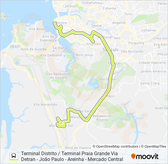 Mapa de T033 MORADA DO SOL / AMENDOEIRAS / TERMINAL PRAIA GRANDE de autobús