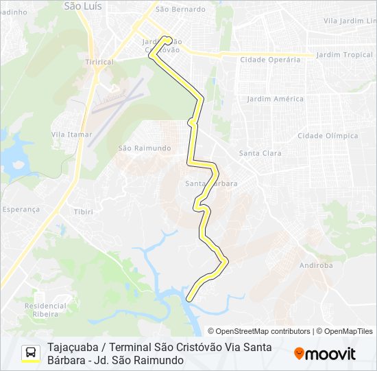 Mapa da linha A679 TAJAÇUABA / TERMINAL SÃO CRISTÓVÃO VIA SANTA BÁRBARA de ônibus