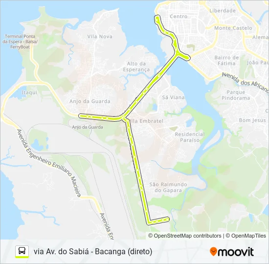 A306 LUIZ BACELAR / ARGOLA E TAMBOR / TERMINAL PRAIA GRANDE Bus Line Map