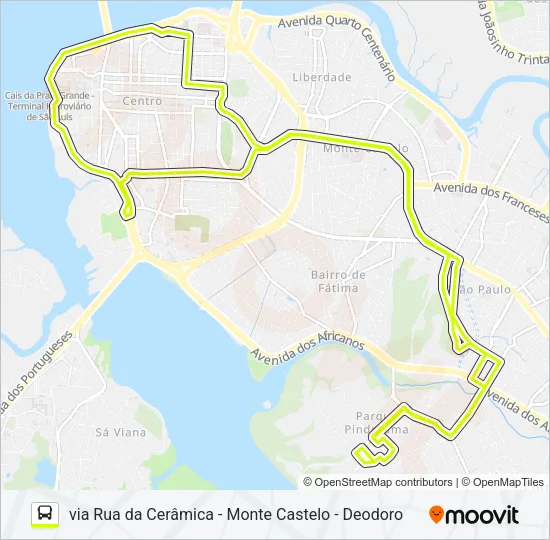 T621 JOMAR MORAES / VILA DOS NOBRES / TERMINAL PRAIA GRANDE Bus Line Map