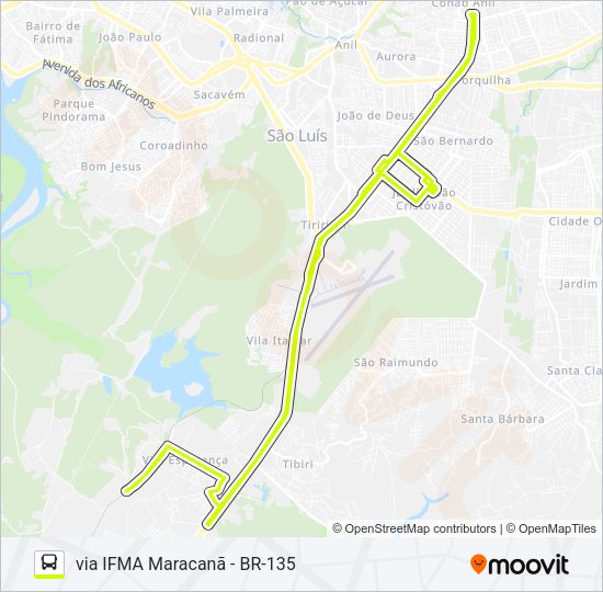 Mapa da linha A696 VILA ESPERANÇA / TERMINAL SÃO CRISTÓVÃO / TERMINAL COHAB de ônibus