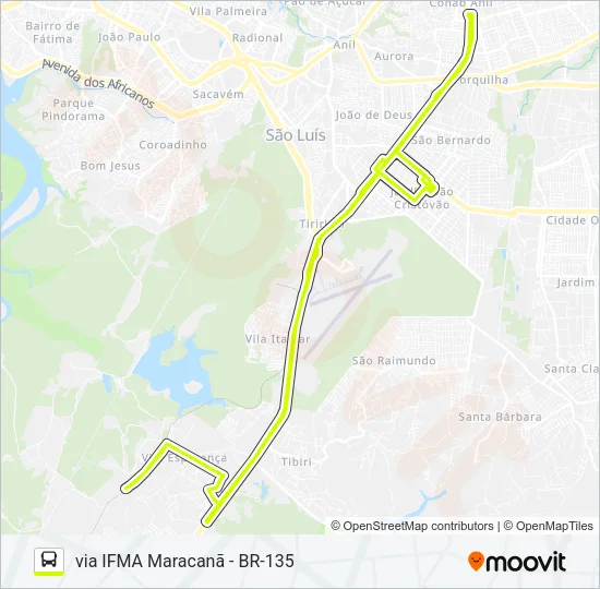 A696 VILA ESPERANÇA / TERMINAL SÃO CRISTÓVÃO / TERMINAL COHAB Bus Line Map