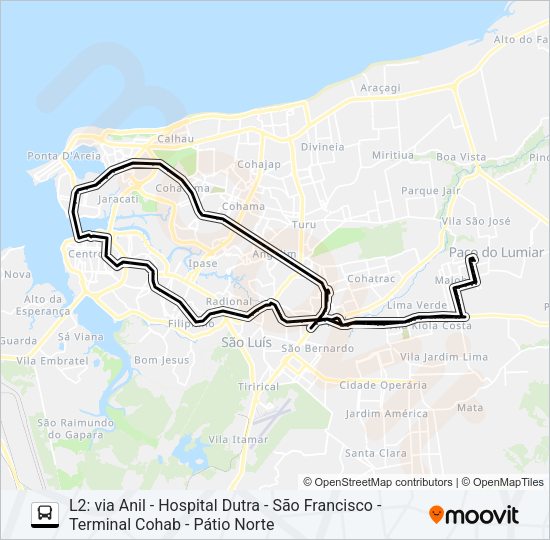 Mapa da linha T970 MAIOBÃO / JOÃO PAULO de ônibus
