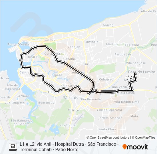 Mapa da linha T970 MAIOBÃO / JOÃO PAULO de ônibus