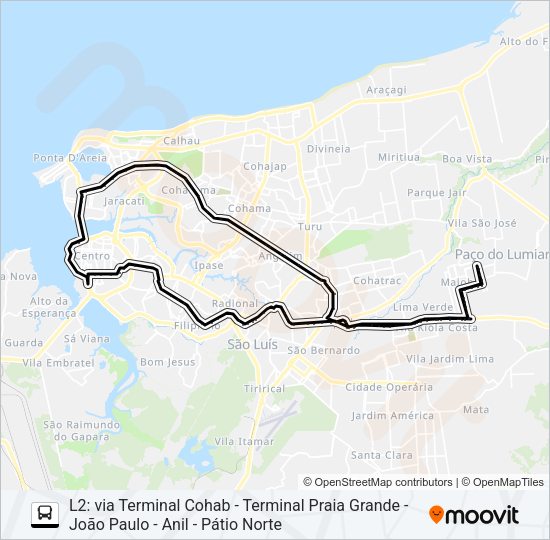Mapa da linha T980 MAIOBÃO / SÃO FRANCISCO de ônibus