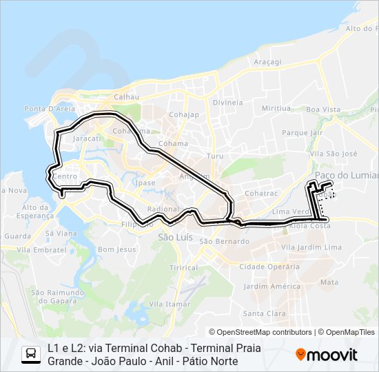 Mapa da linha T980 MAIOBÃO / SÃO FRANCISCO de ônibus