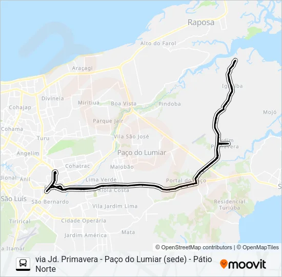 A975 IGUAÍBA / TERMINAL COHAB Bus Line Map